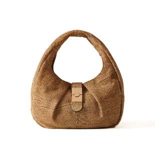 Borbonese Cortina Small in Suede OP Naturale 923937684X06