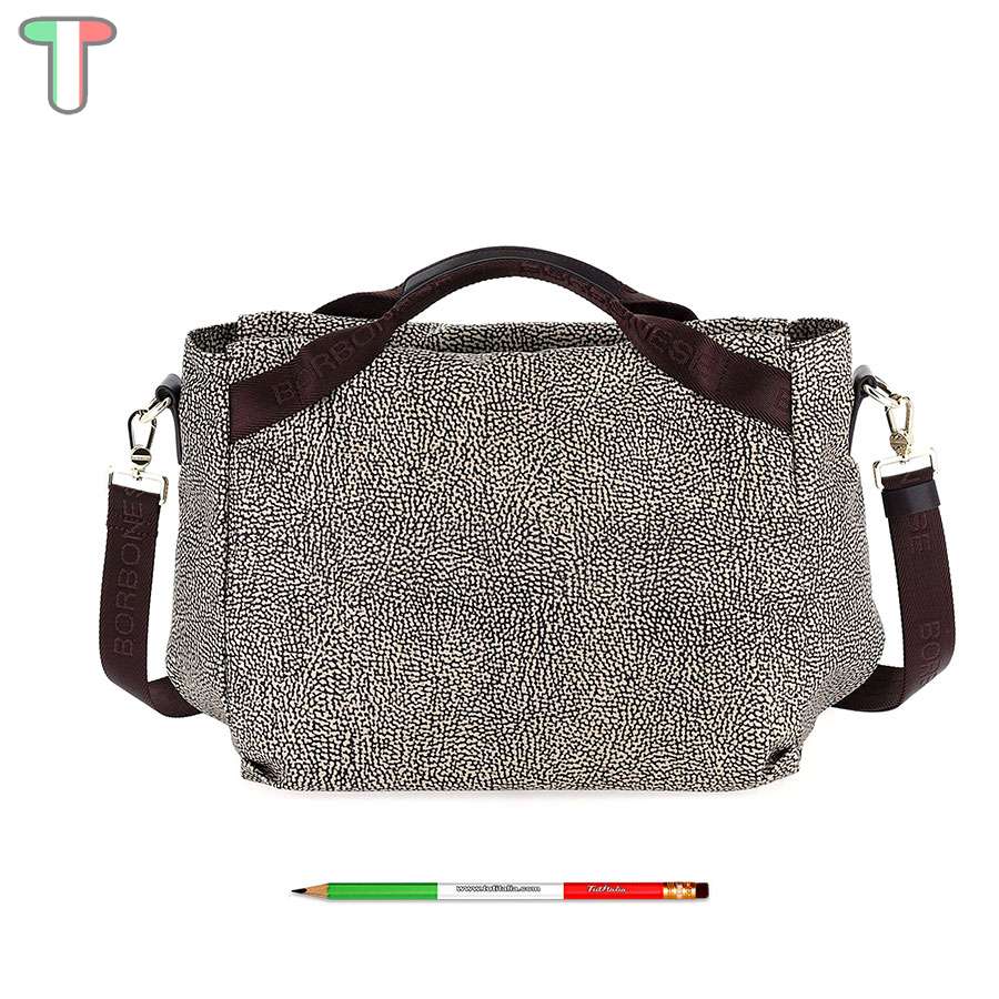 Borbonese Borsa a Mano Medium in Jet OP Naturale/Marrone 934416X96W45